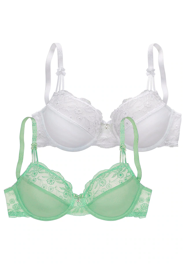 Nuance by Lascana Bügel-BH Packung, mit Stickereispitze, als Dessous-Set kombinierbar, große Größen