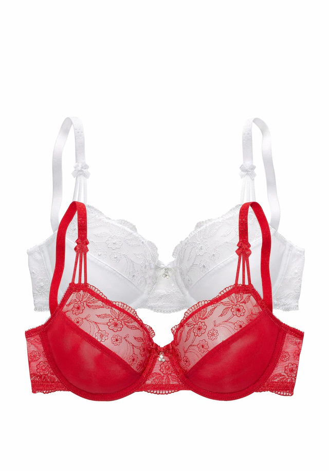 Nuance by Lascana Bügel-BH Packung, mit Stickereispitze, als Dessous-Set kombinierbar, große Größen