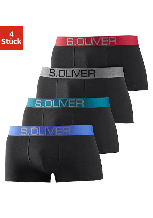 s.Oliver Hipster Packung, 4 Stk. knapp sitzende Boxershorts für Herren aus Baumwoll-Mix