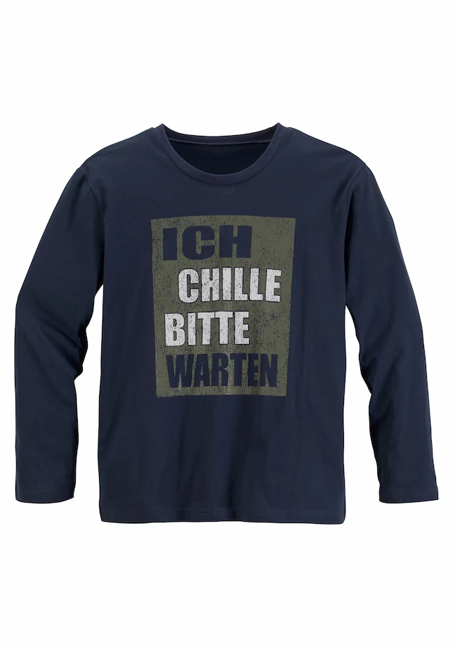 AUTHENTIC LE JOGGER Pyjama 2 tlg. langer Schlafanzug, bedruckt, Rundhals-Ausschnitt, aus Baumwolle