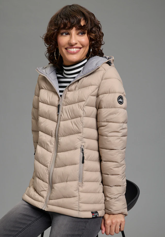 Polarino Steppjacke mit Kapuze Übergangsjacke für kühle Tage, aus leichtem Webmaterial