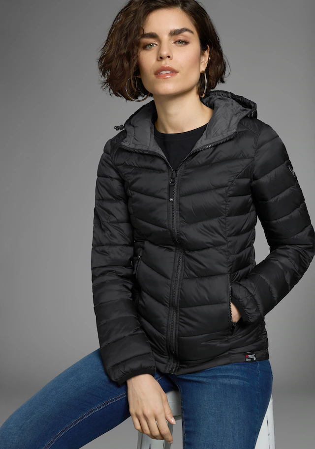 Polarino Steppjacke mit Kapuze Übergangsjacke für kühle Tage, aus leichtem Webmaterial