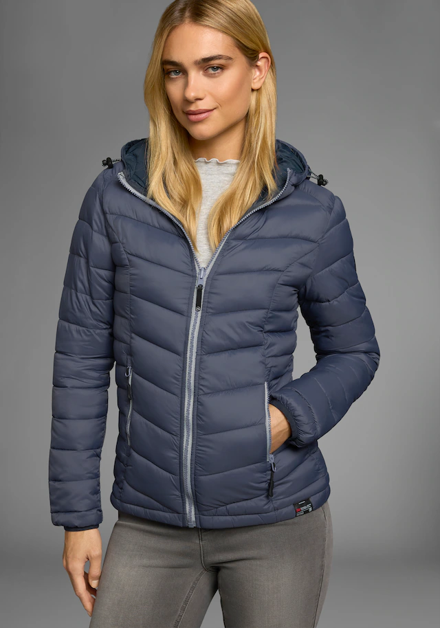Polarino Steppjacke mit Kapuze Übergangsjacke für kühle Tage, aus leichtem Webmaterial