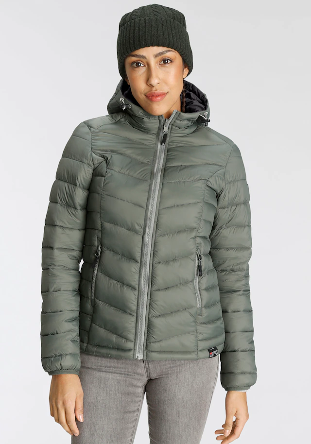 Polarino Steppjacke mit Kapuze Übergangsjacke für kühle Tage, aus leichtem Webmaterial