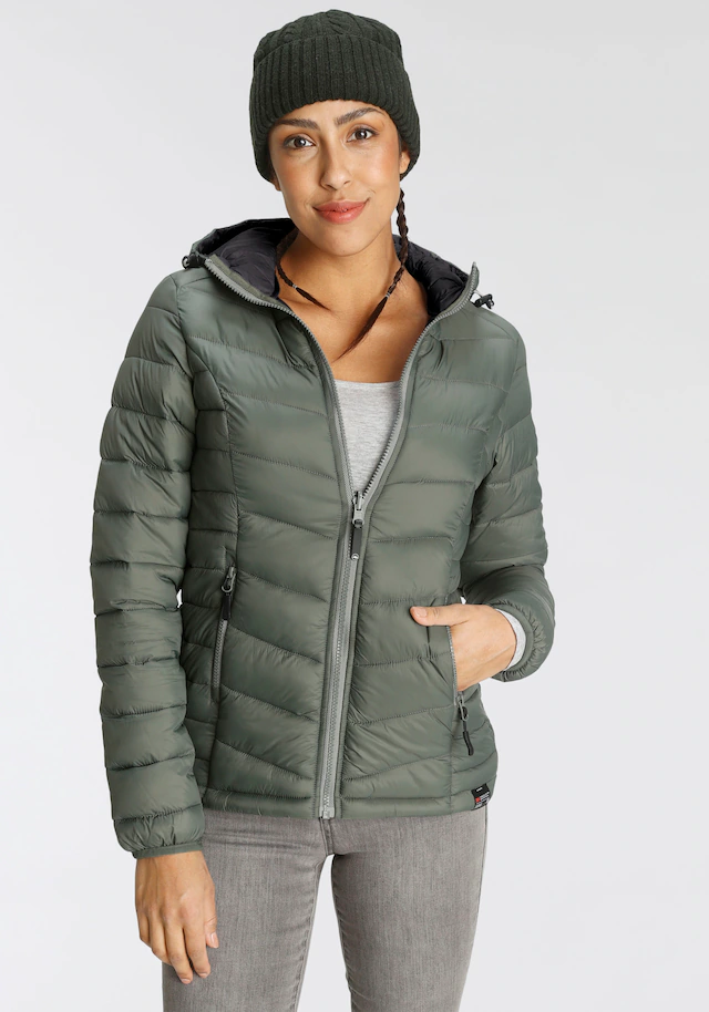 Polarino Steppjacke mit Kapuze Übergangsjacke für kühle Tage, aus leichtem Webmaterial