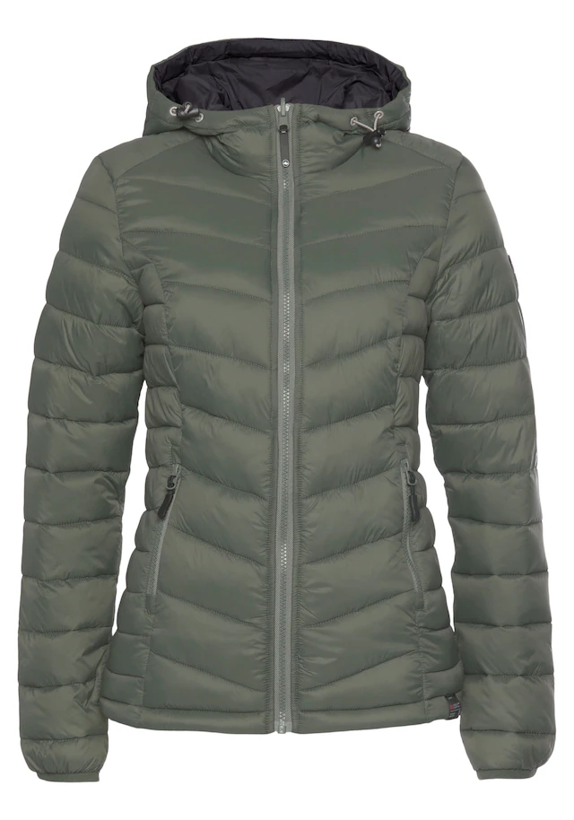 Polarino Steppjacke mit Kapuze Übergangsjacke für kühle Tage, aus leichtem Webmaterial