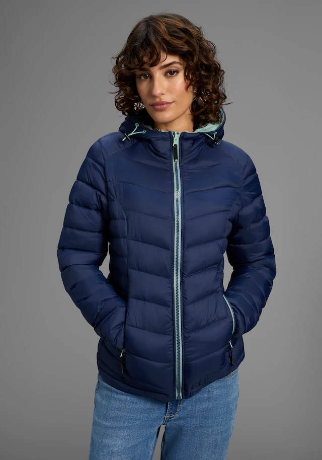 Polarino Steppjacke mit Kapuze Übergangsjacke für kühle Tage, aus leichtem Webmaterial