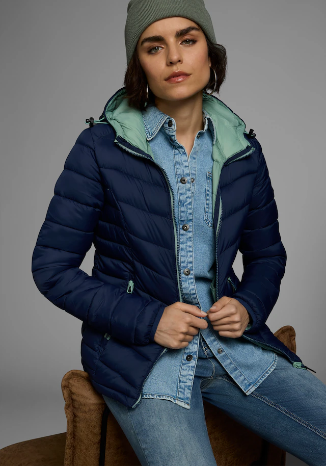 Polarino Steppjacke mit Kapuze Übergangsjacke für kühle Tage, aus leichtem Webmaterial