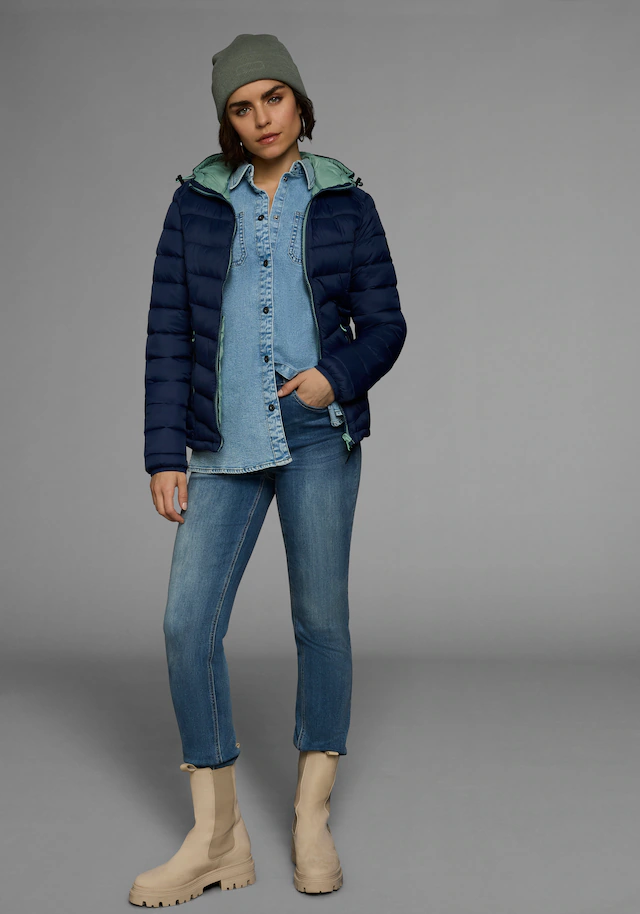 Polarino Steppjacke mit Kapuze Übergangsjacke für kühle Tage, aus leichtem Webmaterial