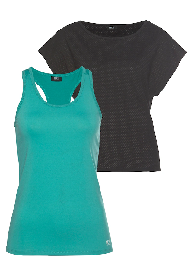 H.I.S Trainingsshirt »2-tlg. Shirt & Top« Spar-Set, 2 Stk. Kurzarm, bequeme Passform, sportlich, atmungsaktives Material
