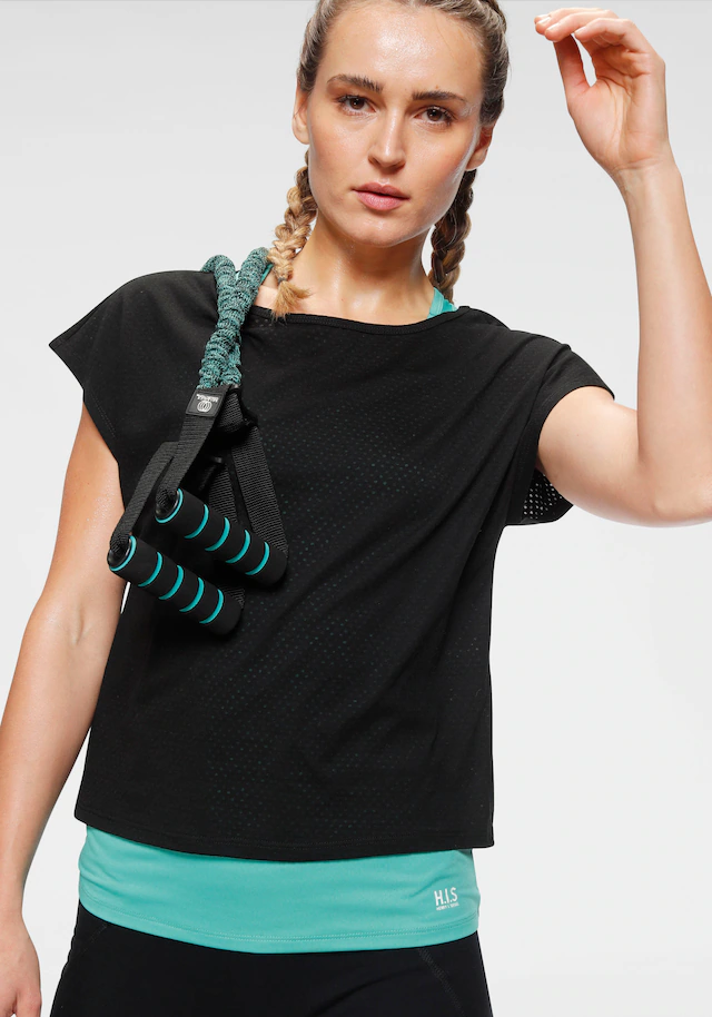 H.I.S Trainingsshirt »2-tlg. Shirt & Top« Spar-Set, 2 Stk. Kurzarm, bequeme Passform, sportlich, atmungsaktives Material