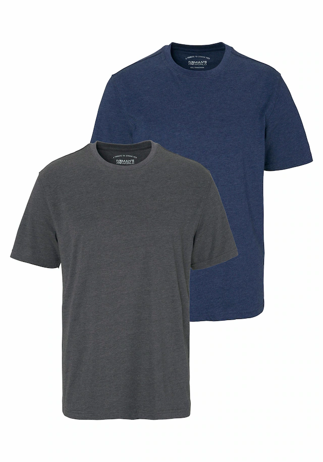 Man's World Rundhalsshirt 2er-Pack, Kurzarm, Basic-Stil, aus Baumwollmischung, 2er-Pack