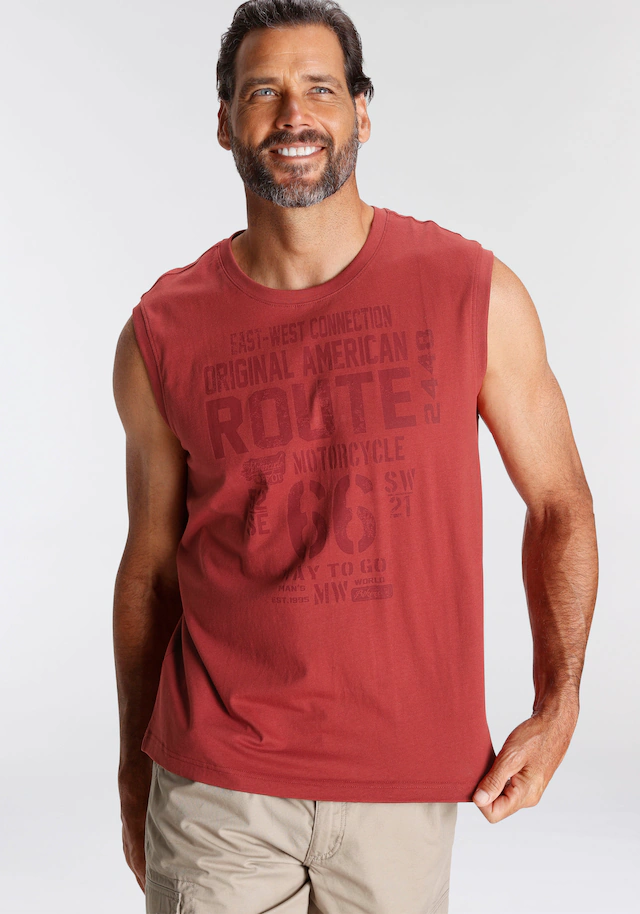 Man's World Muscleshirt 2er-Pack, ärmellos, bedruckt, Rundhalsausschnitt, aus 100% Baumwolle