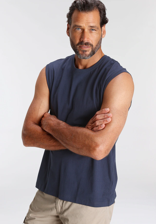 Man's World Muscleshirt 2er-Pack, ärmellos, bedruckt, Rundhalsausschnitt, aus 100% Baumwolle