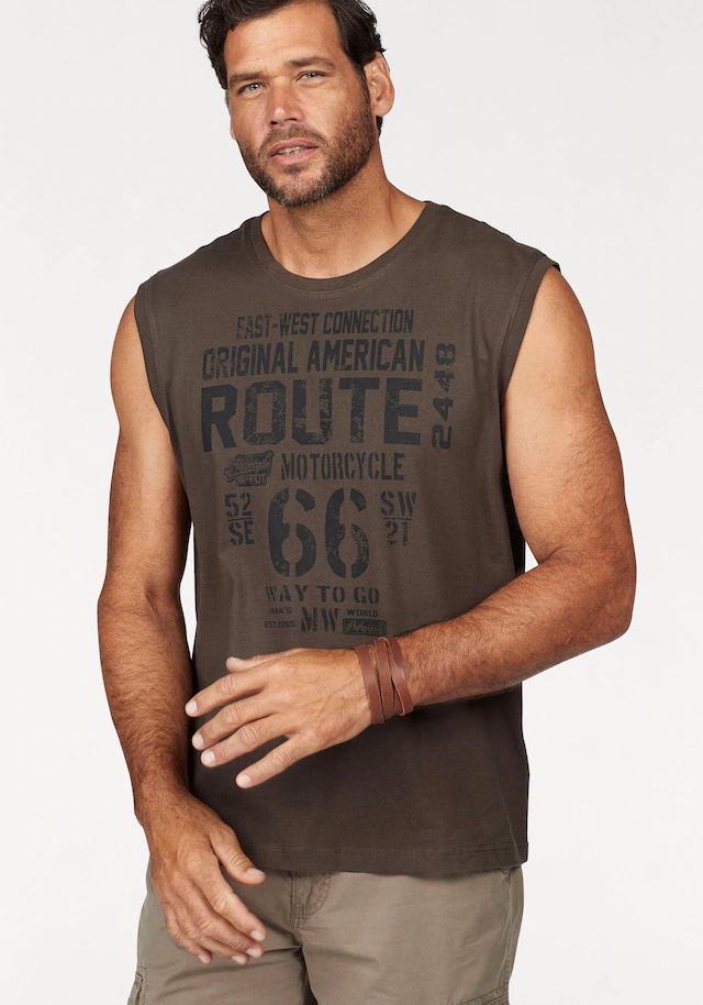 Man's World Muscleshirt 2er-Pack, ärmellos, bedruckt, Rundhalsausschnitt, aus 100% Baumwolle