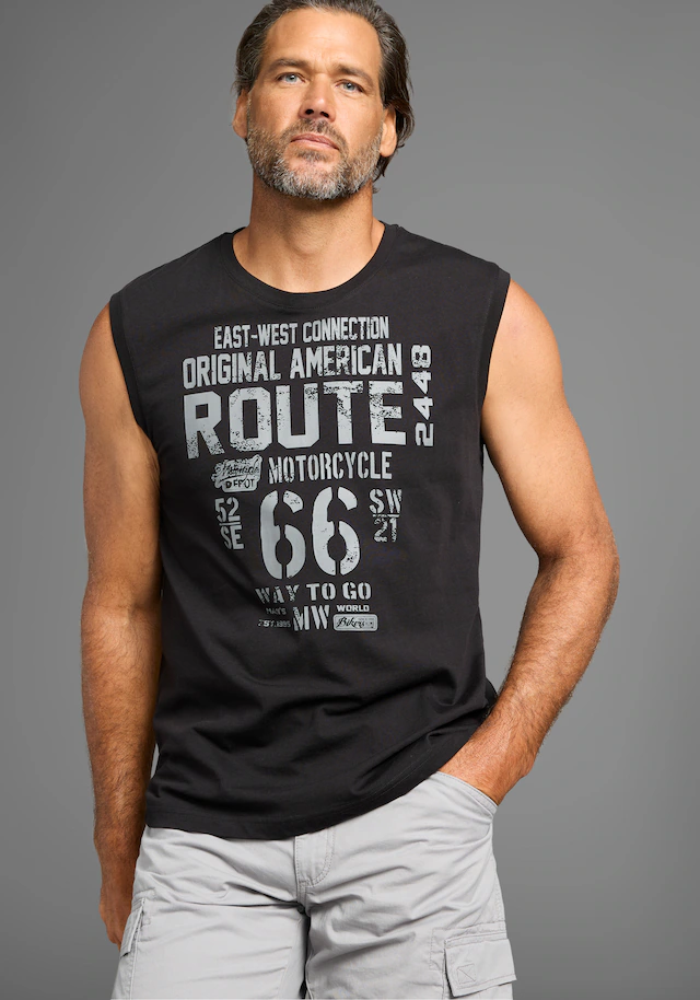 Man's World Muscleshirt 2er-Pack, ärmellos, bedruckt, Rundhalsausschnitt, aus 100% Baumwolle