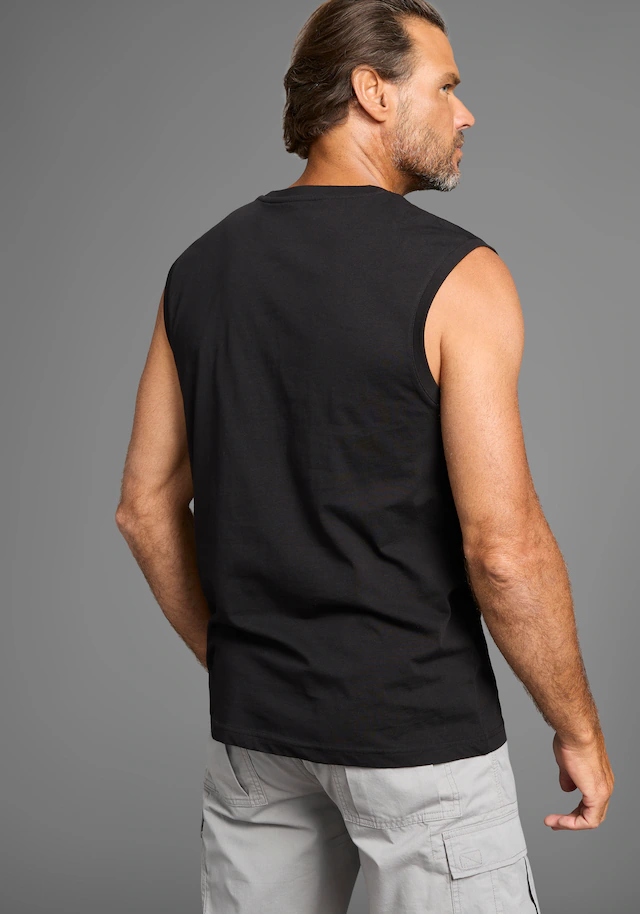Man's World Muscleshirt 2er-Pack, ärmellos, bedruckt, Rundhalsausschnitt, aus 100% Baumwolle