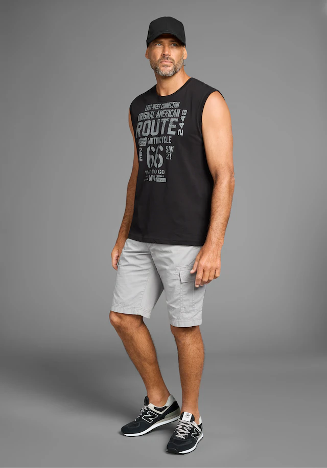 Man's World Muscleshirt 2er-Pack, ärmellos, bedruckt, Rundhalsausschnitt, aus 100% Baumwolle