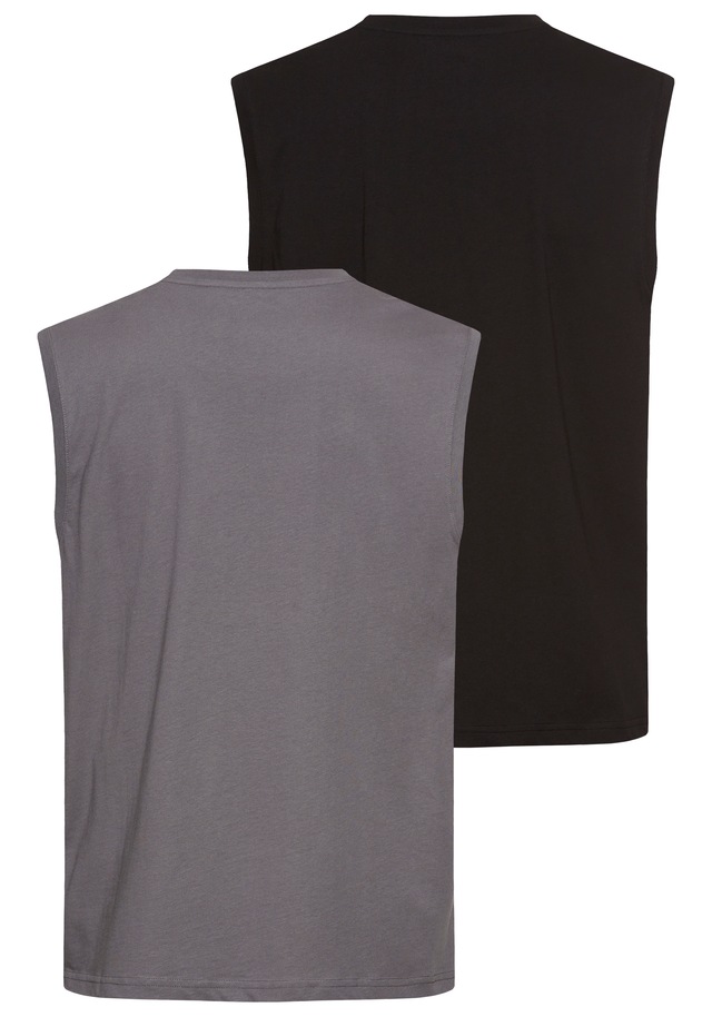 Man's World Muscleshirt 2er-Pack, ärmellos, bedruckt, Rundhalsausschnitt, aus 100% Baumwolle