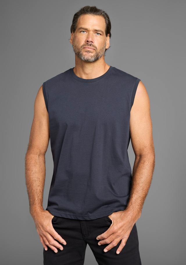 Man's World Muscleshirt 2er-Pack, ärmellos, bedruckt, Rundhalsausschnitt, aus 100% Baumwolle