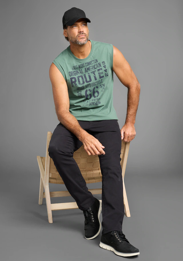Man's World Muscleshirt 2er-Pack, ärmellos, bedruckt, Rundhalsausschnitt, aus 100% Baumwolle