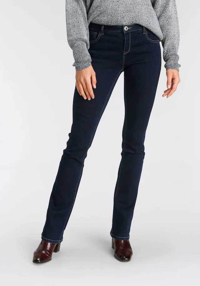 Arizona Bootcut-Jeans »Ultra-Stretch« normale Passform, Baby-Bootcut, Used-Look-Waschung