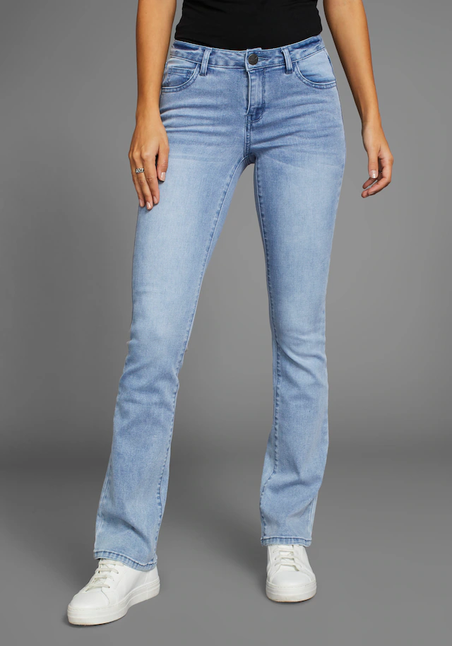 Arizona Bootcut-Jeans »Ultra-Stretch« normale Passform, Baby-Bootcut, Used-Look-Waschung