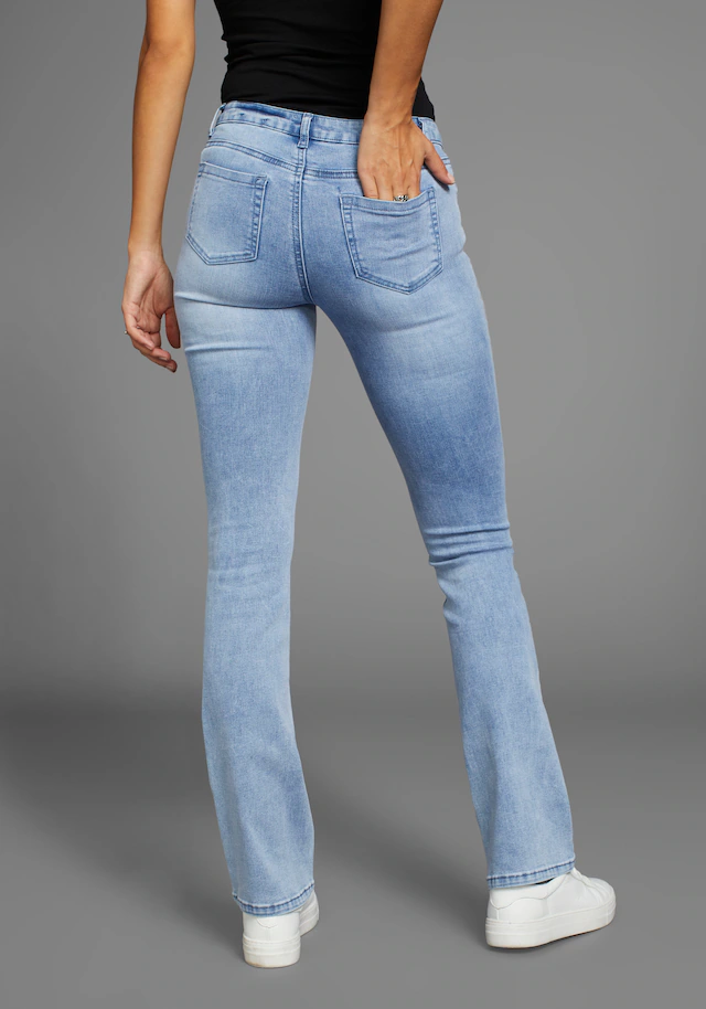Arizona Bootcut-Jeans »Ultra-Stretch« normale Passform, Baby-Bootcut, Used-Look-Waschung