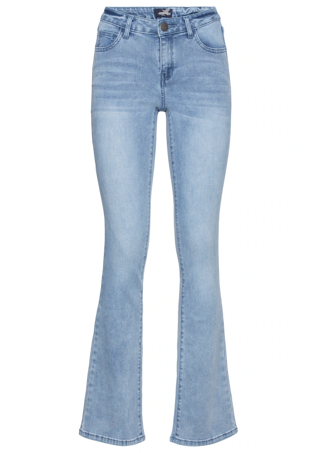 Arizona Bootcut-Jeans »Ultra-Stretch« normale Passform, Baby-Bootcut, Used-Look-Waschung