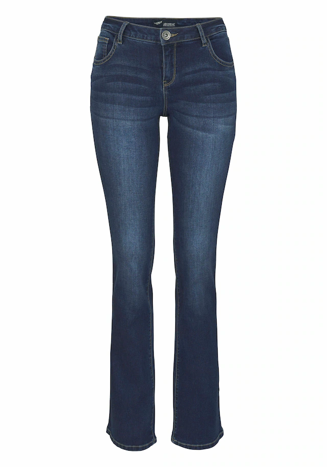 Arizona Bootcut-Jeans »Ultra-Stretch« normale Passform, Baby-Bootcut, Used-Look-Waschung