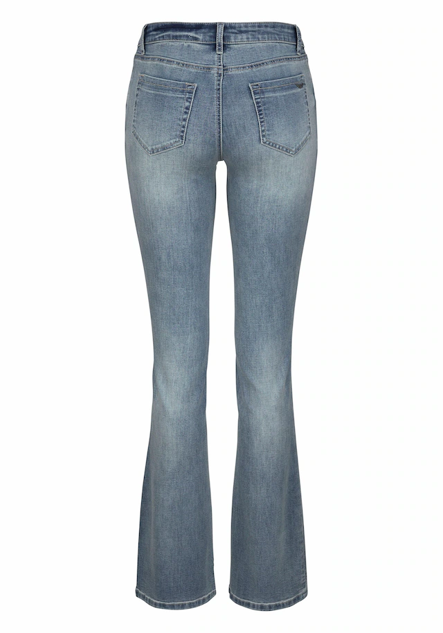 Arizona Bootcut-Jeans »Ultra-Stretch« normale Passform, Baby-Bootcut, Used-Look-Waschung