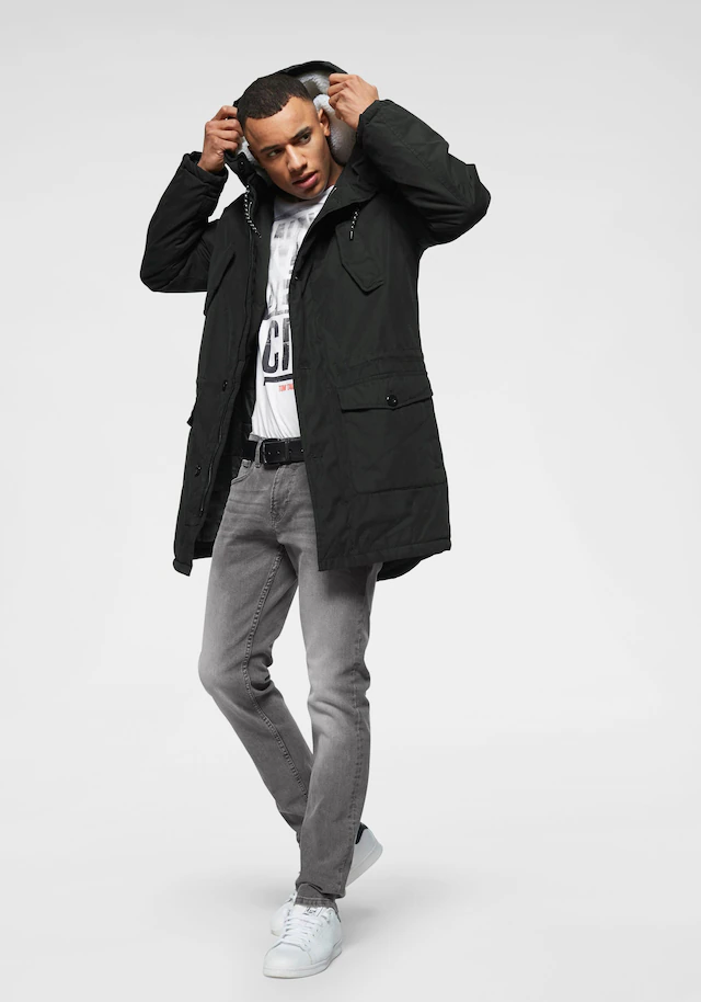 Bruno Banani Parka mit Kapuze Winterjacke mit Teddy Fleece gefüttert und anpassbarer Kapuze