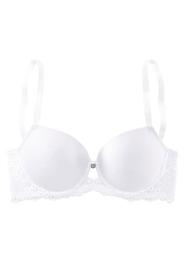 LASCANA Schalen-BH mit nahtlosen Cups und hübschem Spitzenrücken, Dessous