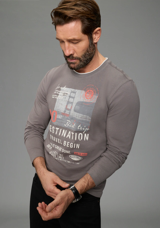 Man's World Langarmshirt »neue Farbe!« Langarm, bedruckt, Rundhalsausschnitt, aus 100% Baumwolle