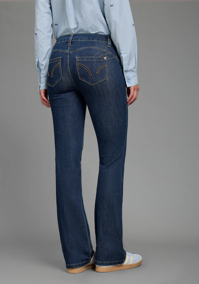 Arizona Bootcut-Jeans »Shaping« bootcut, Kontrastnähte, Used-Look-Waschung, niedrige Leibhöhe