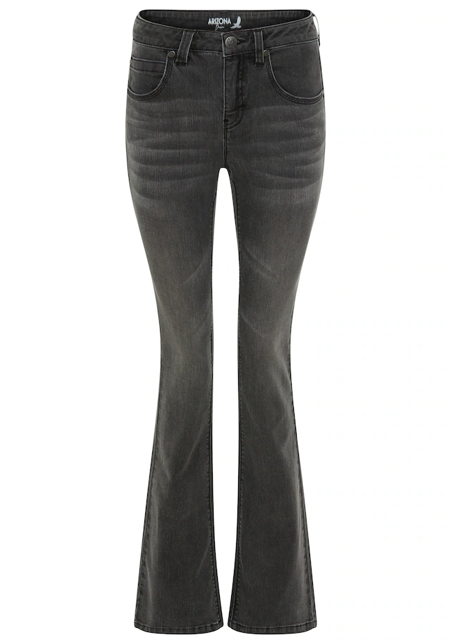 Arizona Bootcut-Jeans »Shaping« bootcut, Kontrastnähte, Used-Look-Waschung, niedrige Leibhöhe