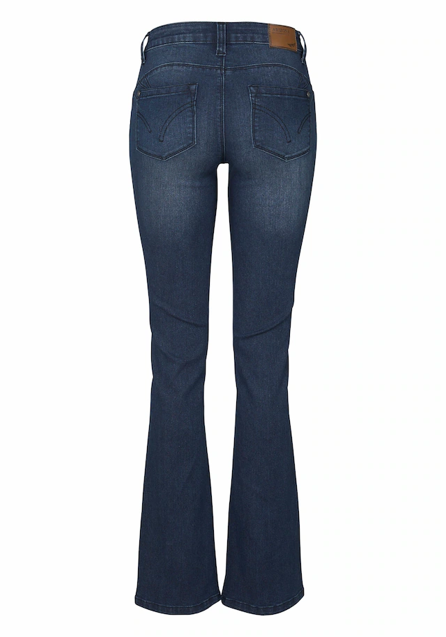 Arizona Bootcut-Jeans »Shaping« bootcut, Kontrastnähte, Used-Look-Waschung, niedrige Leibhöhe