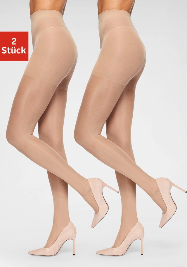 LASCANA Stützstrumpfhose 70 DEN Packung, 2 Stk. mit verstärktem Höschenteil