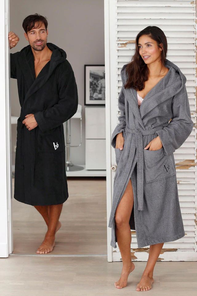 Bruno Banani Unisex-Bademantel »Robby, ideal für Sauna & Spa, Standard, Premium und Überlänge« 1 Stk. Damen & Herren Bademäntel, Baumwolle, mit Taschen, Sauna, XS-3XL
