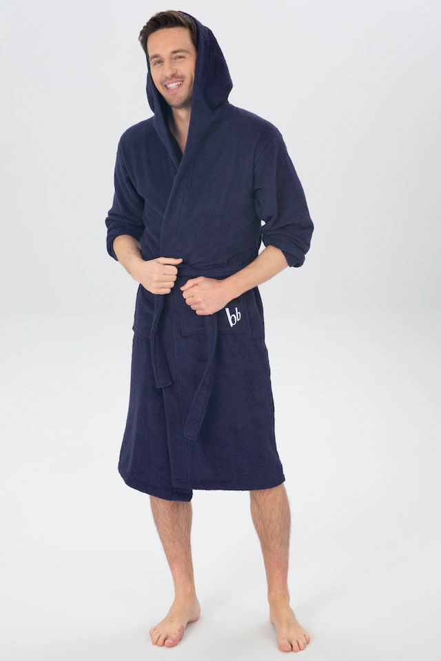 Bruno Banani Unisex-Bademantel »Robby, ideal für Sauna & Spa, Standard, Premium und Überlänge« 1 Stk. Damen & Herren Bademäntel, Baumwolle, mit Taschen, Sauna, XS-3XL