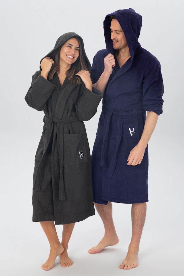 Bruno Banani Unisex-Bademantel »Robby, ideal für Sauna & Spa, Standard, Premium und Überlänge« 1 Stk. Damen & Herren Bademäntel, Baumwolle, mit Taschen, Sauna, XS-3XL