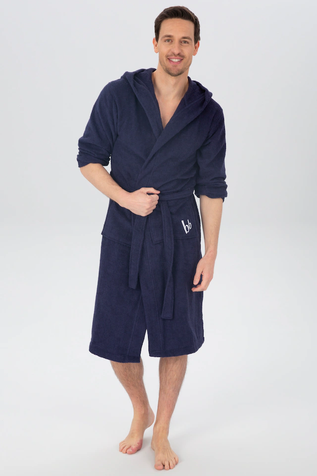 Bruno Banani Unisex-Bademantel »Robby, ideal für Sauna & Spa, Standard, Premium und Überlänge« 1 Stk. Damen & Herren Bademäntel, Baumwolle, mit Taschen, Sauna, XS-3XL