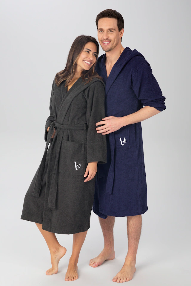 Bruno Banani Unisex-Bademantel »Robby, ideal für Sauna & Spa, Standard, Premium und Überlänge« 1 Stk. Damen & Herren Bademäntel, Baumwolle, mit Taschen, Sauna, XS-3XL