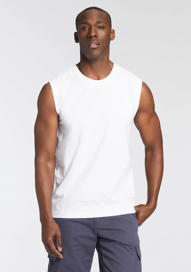 Man's World Muscleshirt Packung, 3er-Pack, 3 Stk. ärmellos, Basic-Stil, unifarben, Rundhalsausschnitt