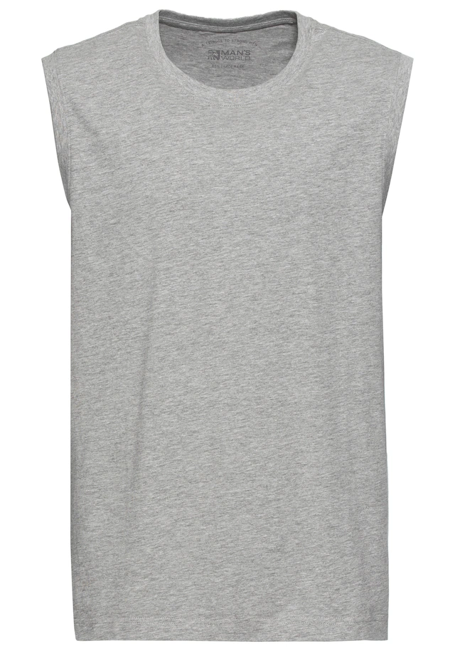 Man's World Muscleshirt Packung, 3er-Pack, 3 Stk. ärmellos, Basic-Stil, unifarben, Rundhalsausschnitt