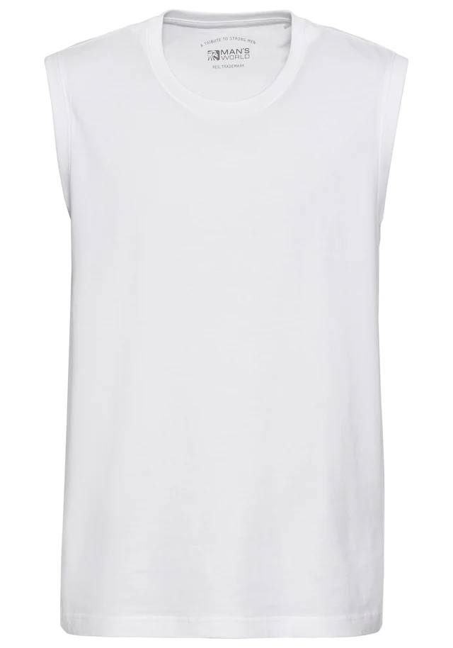 Man's World Muscleshirt Packung, 3er-Pack, 3 Stk. ärmellos, Basic-Stil, unifarben, Rundhalsausschnitt