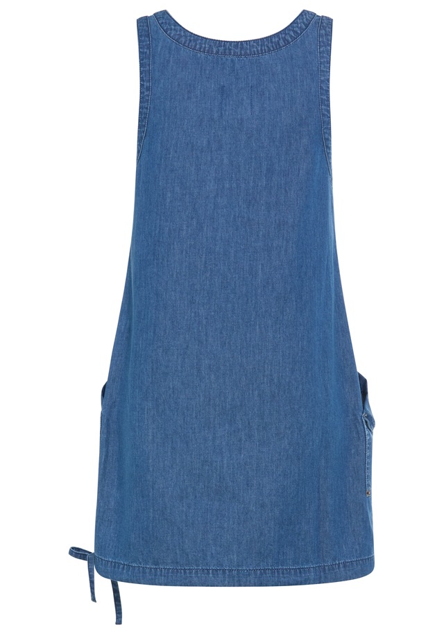 KangaROOS Jeanskleid aufgesetzte Taschen knielang, trendig, aus Baumwolle, ärmellos