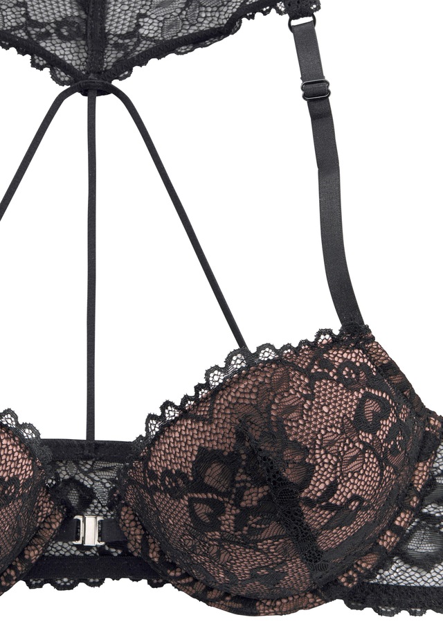 LASCANA Push-up-BH », BH mit Bügel, Spitzen-BH, mit Spitzenrücken & Vorderverschluss« sexy Unterwäsche, sexy Dessous