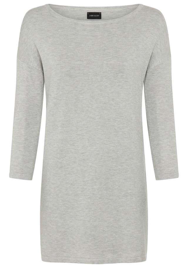 Laura Scott Longpullover Feinstrick mit U-Boot Ausschnitt und seitlichem Schlitz