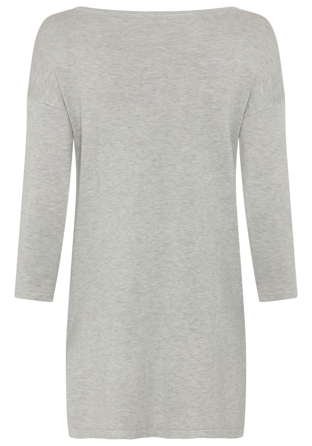 Laura Scott Longpullover Feinstrick mit U-Boot Ausschnitt und seitlichem Schlitz